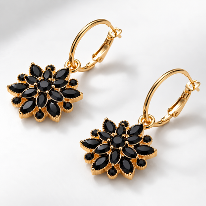 Black Flower Earrings