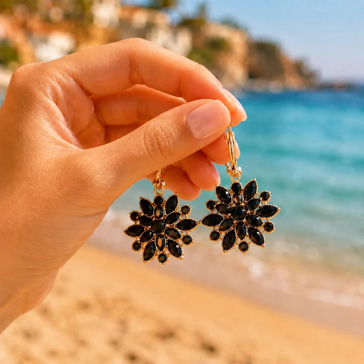 Black Flower Earrings