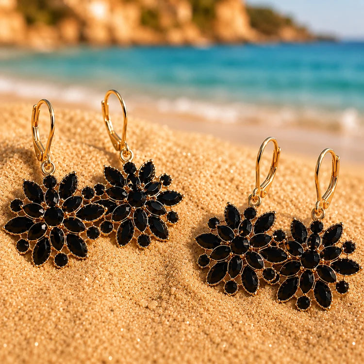 Black Flower Earrings